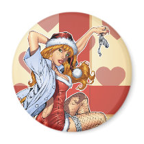 Sexy Ms Claus Santa's Wife Red Head by Al Rio Fridge Magnet