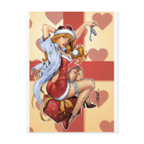 Sexy Ms Claus Santa's Wife Red Head by Al Rio postcards by AlRioArt Sexy Ms Claus Santa's Wife Red Head by Al Rio postcards
