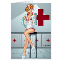 sexy, pin-up, pinup, nurse, nursing, red, cross, redhead, head, art, doctor, al rio, medicine, Card with custom graphic design