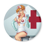 Sexy Nurse Pin-up Art Red Head by Al Rio magnets