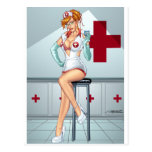 Sexy Nurse Pin-up Art Red Head by Al Rio Post Cards