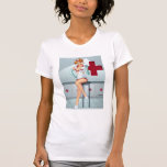 Sexy Nurse Pin-up Art Red Head by Al Rio Tee Shirt