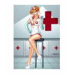 Sexy Nurse Pin-up Art Red Head by Al Rio T Shirt