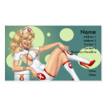 Sexy Nurse Pin-up pulling at Stockings by Al Rio Business Card Templates