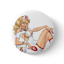 Sexy Nurse Pin-up pulling at Stockings by Al Rio