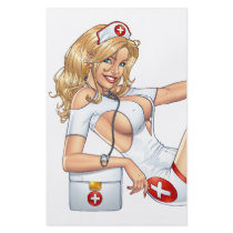 Sexy Nurse Pin-up pulling at Stockings by Al Rio Custom Flyer