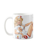 Sexy Nurse Pin-up pulling at Stockings by Al Rio Mugs