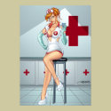 Sexy Nurse Pinup At Redhead by Al Rio posters by AlRioArt Sexy Nurse Pinup At Redhead by Al Rio posters