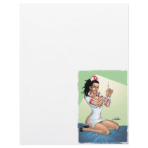 Sexy Nurse with Dreadlocks Giving You A Shot Letterhead Design