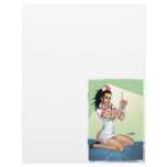 Sexy Nurse with Dreadlocks Giving You A Shot Letterhead Design