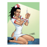 Sexy Nurse with Dreadlocks Giving You A Shot Postcard