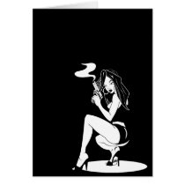 Sexy Pin-Up Girl with Gun Greeting Cards
