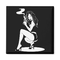 Sexy Pin-Up Girl with Gun Fridge Magnet