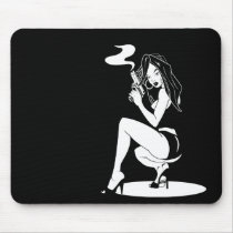Sexy Pin-Up Girl with Gun Mousepads
