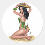 Sexy Pinup Girl from Brazil in Bikini by Al Rio Round Sticker