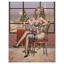 Sexy Pinup Girl with Brush in Paris by Al Rio Letterhead Design
