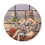 Sexy Pinup Girl with Brush in Paris by Al Rio magnets