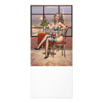 Sexy Pinup Girl with Brush in Paris by Al Rio Custom Rack Card