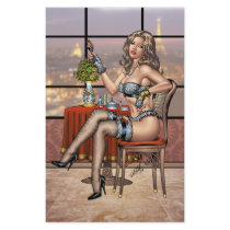 Sexy Pinup Girl with Brush in Paris by Al Rio Stationery Paper