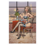 Sexy Pinup Girl with Brush in Paris by Al Rio Stationery Paper