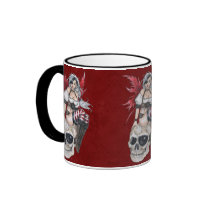 sexy, pirate, fairy, fae, faeries, vampire, vamp, gothc, gothic, elf, wings, pinup, lady, woman, girl, maid, dark, fantasy, art, painting, emo, punk, skull, head, zerick, delphine, levesque, demers, Mug with custom graphic design
