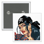 Sexy Pirate Girl Square Button by Al Rio