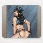 Sexy Police Girl or Security Girl Pinup by Al Rio Mouse Pads