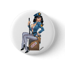 Sexy Police or Security Woman by Al Rio buttons by AlRioArt Sexy Police or Security Woman by Al Rio buttons
