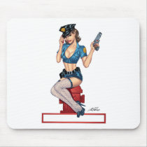 Sexy Police or Security Woman by Al Rio Mousepads