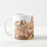 Sexy Ponytail Blond on Bed with Computer by Al Rio Mug