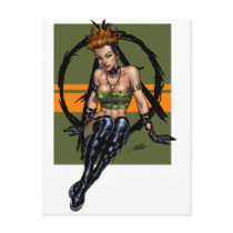Sexy Punk Alternative Girl Pinup by Al Rio Postcard
