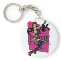 Sexy Punk Rock Girl by the comic artist Al Rio Keychain