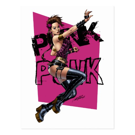 Sexy Punk Rock Girl by the comic artist Al Rio Post Card