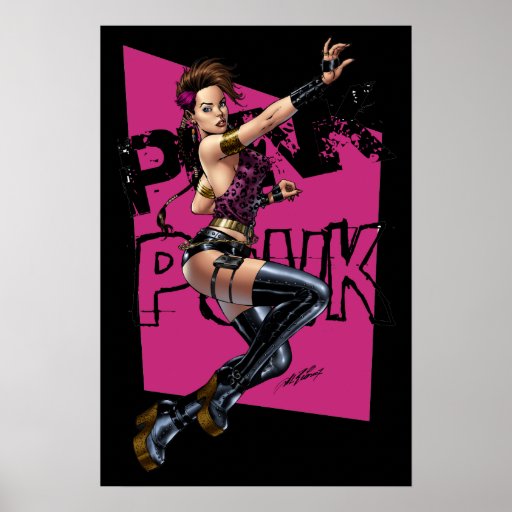 Sexy Punk Rock Girl by the comic artist Al Rio Posters