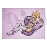Sexy Purple Lingerie Pinup Girl by Al Rio Greeting Cards