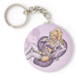 Sexy Purple Lingerie Pinup Girl by Al Rio Key Chain