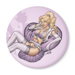 Sexy Purple Lingerie Pinup Girl by Al Rio Magnets
