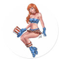 Sexy Red Head American Girl with Flag Costume stickers by AlRioArt Sexy Red Head American Girl with Flag Costume stickers