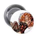 Sexy Red Head in Lingerie customizables by Al Rio Button