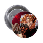 Sexy Red Head in Lingerie customizables by Al Rio Pinback Buttons