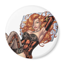 Sexy Red Head in Lingerie customizables by Al Rio Fridge Magnet