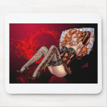 Sexy Red Head in Lingerie customizables by Al Rio mousepads