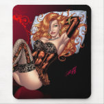 Sexy Red Head in Lingerie customizables by Al Rio Mouse Pad