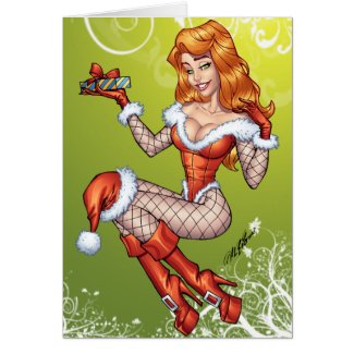 Sexy Red Head Ms Claus, Santa's wife by Al Rio card
