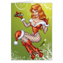 Sexy Red Head Ms Claus, Santa's wife by Al Rio cards