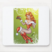 Sexy Red Head Ms Claus, Santa's wife by Al Rio mousepads by AlRioArt Sexy Red Head Ms Claus, Santa's wife by Al Rio mousepads