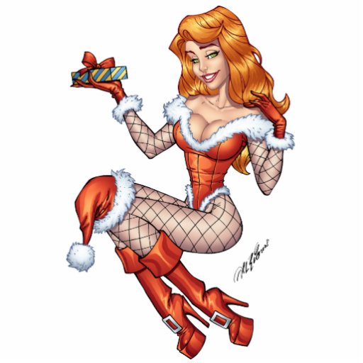 Sexy Red Head Ms Claus, Santa's wife by Al Rio Acrylic Cut Out