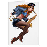 Sexy Red Head Saxophone Sax Player by Al Rio Card