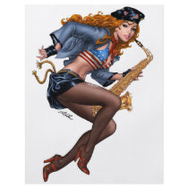 Sexy Red Head Saxophone Sax Player by Al Rio flyers by AlRioArt Sexy Red Head Saxophone Sax Player by Al Rio flyers
