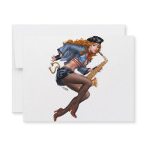 Sexy Red Head Saxophone Sax Player by Al Rio Personalized Announcement